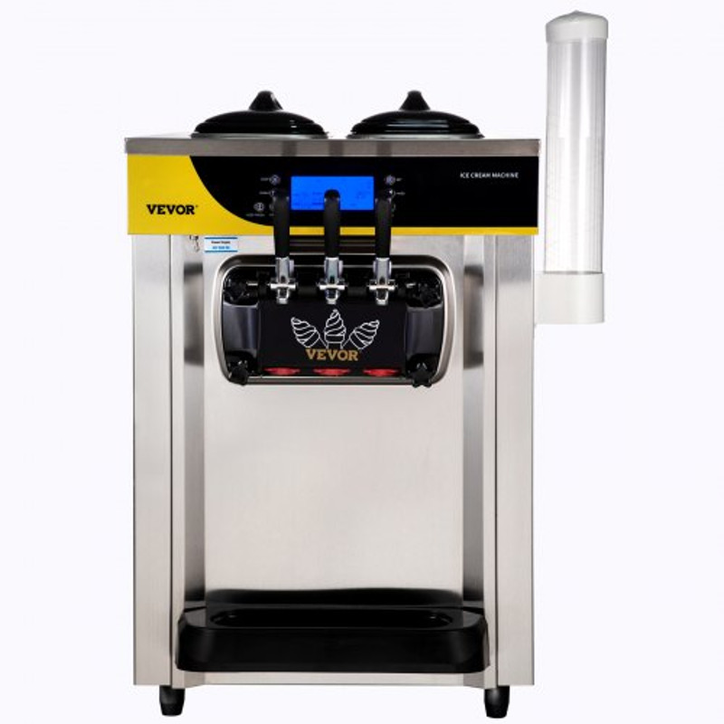 High Yield Commercial Ice Cream Maker, Soft Serve Machine, LCD Panel for Restaurant, Snack Bar, Frozen Yogurt