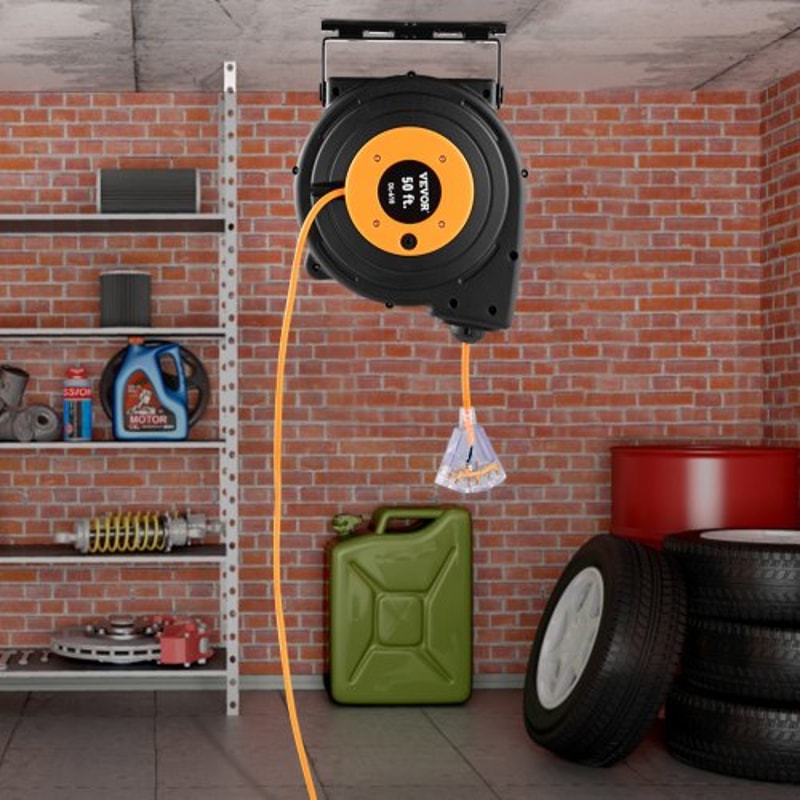 Heavy Duty Retractable Extension Cord Reel Power Cord With Outlets 5