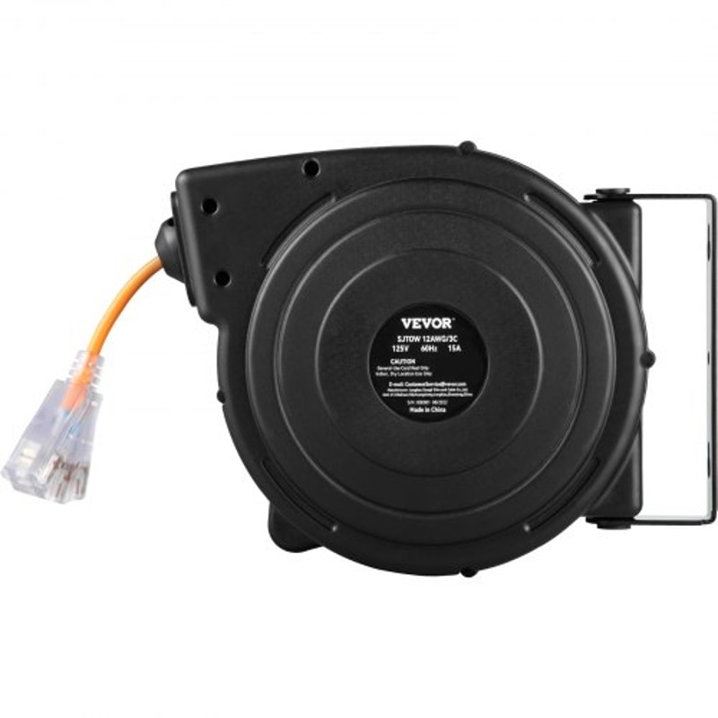 Heavy Duty Retractable Extension Cord Reel Power Cord With Outlets 8