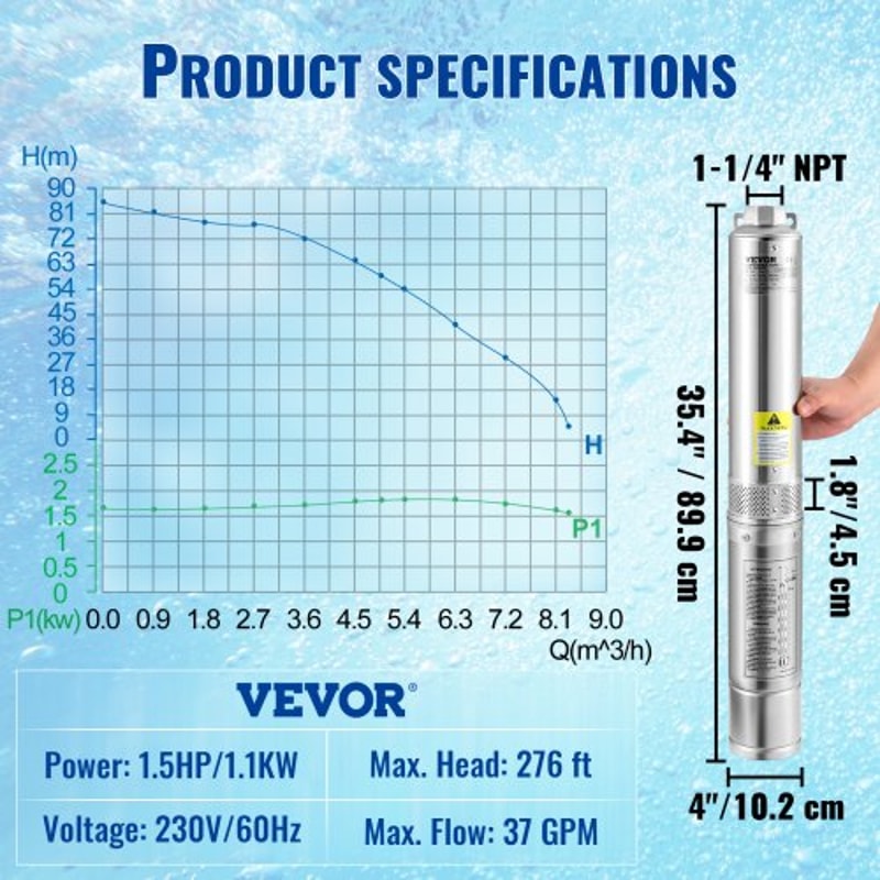 Deep Well Submersible Pump Head Stainless Steel Water Pump With Electric Cord For Industrial 6