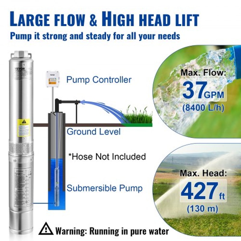 Stainless Steel Deep Well Submersible Pump Head Waterproof With Cord For Irrigation And Home Use 7
