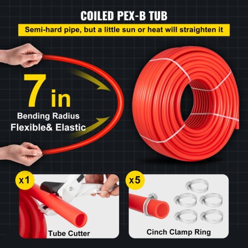 Non Oxygen Barrier Red PEX Pipe PEX Tubing Flexible PEX Water Line For Plumbing Radiant Heating RV 2