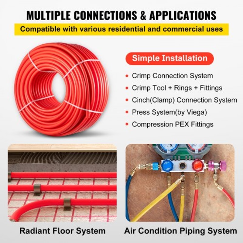 Non Oxygen Barrier Red PEX Pipe PEX Tubing Flexible PEX Water Line For Plumbing Radiant Heating RV 4