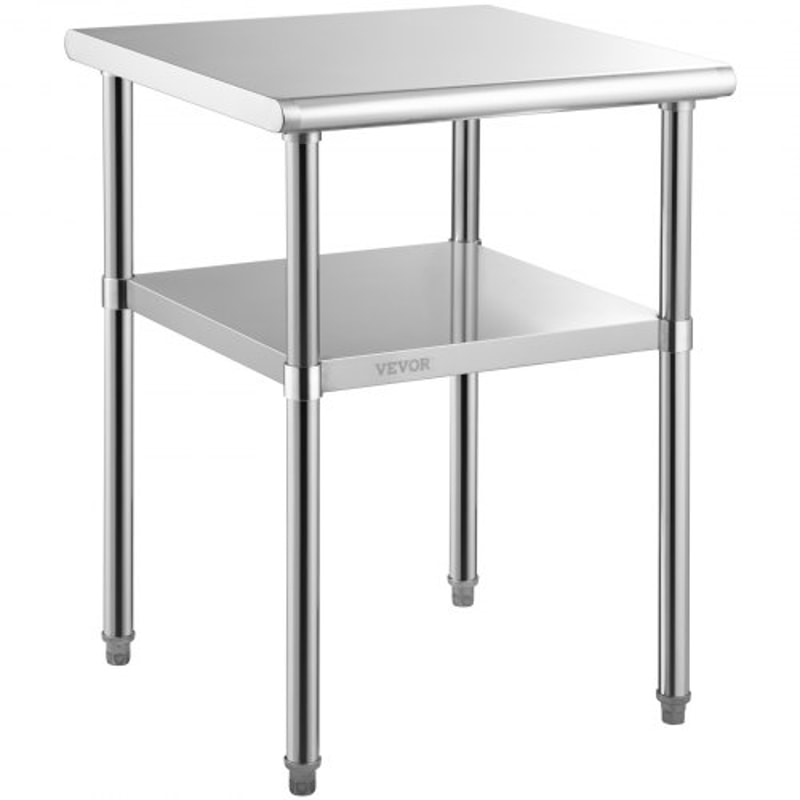 Stainless Steel Work Table With Adjustable Undershelf High Lb Load Capacity Heavy Duty Metal Prep S 8