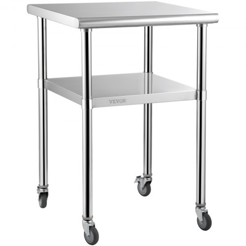 Stainless Steel Work Table With Adjustable Undershelf High Lb Load Capacity Heavy Duty Metal Prep S 10
