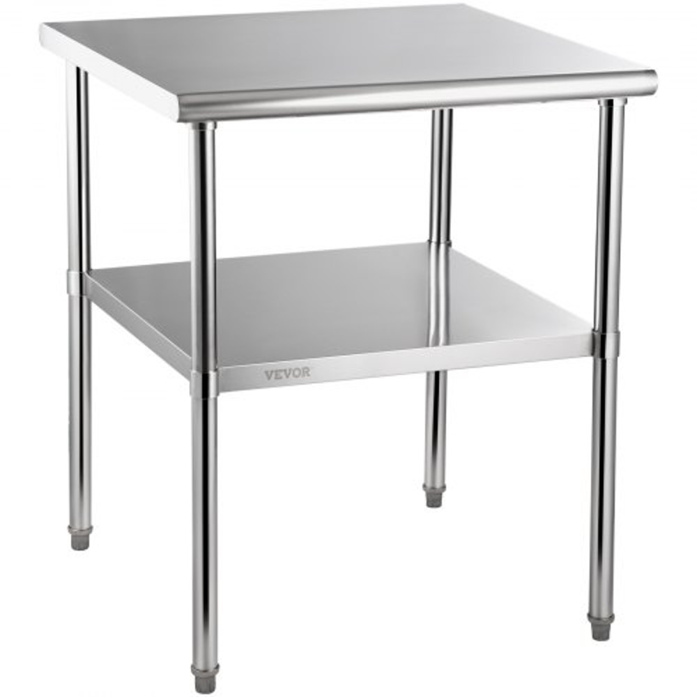 Stainless Steel Work Table Heavy Duty Metal Adjustable Undershelf Feet Commercial Prep Table 8