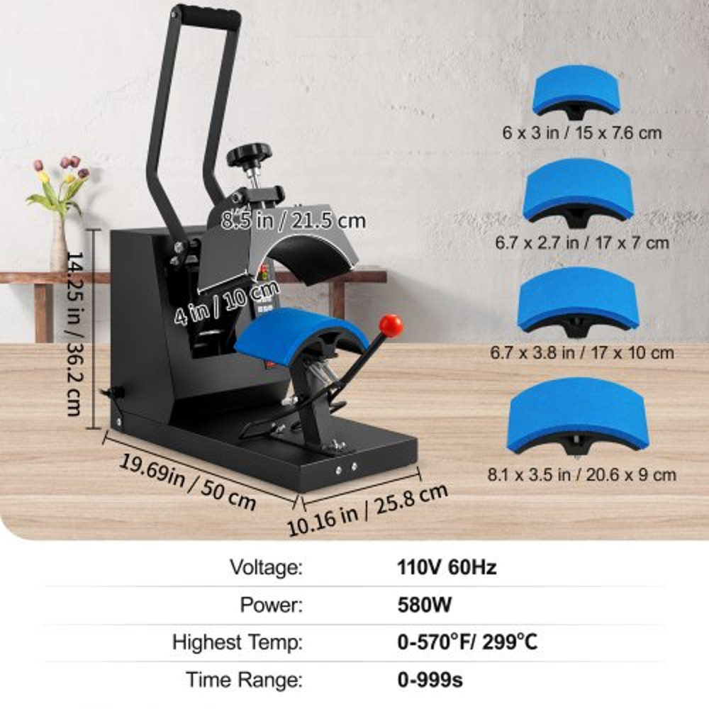 Hat Heat Press Machine With Heating Pads Digital Timer Temperature Control And Large Plate 6