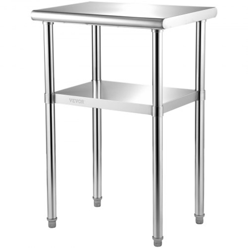 Heavy Duty Stainless Steel Prep Table Adjustable Undershelf 600lbs Load Capacity For Kitchen Restau 0