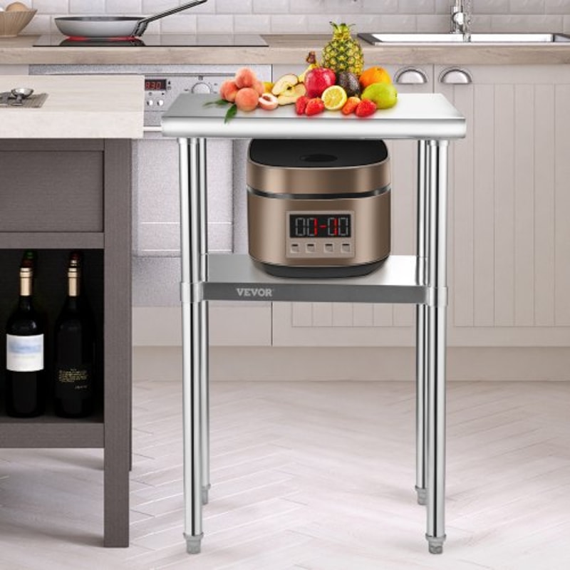 Heavy Duty Stainless Steel Prep Table Adjustable Undershelf 600lbs Load Capacity For Kitchen Restau 5