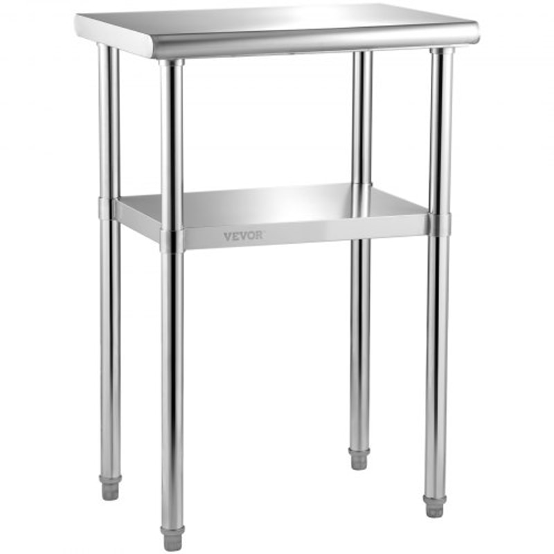 Heavy Duty Stainless Steel Prep Table Adjustable Undershelf 600lbs Load Capacity For Kitchen Restau 9