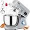 Electric Dough Mixer with Speeds & LCD Timer, Tilt-Head Food Mixer, Qt Stainless Steel Bowl, Dough Hook, Flat Beater