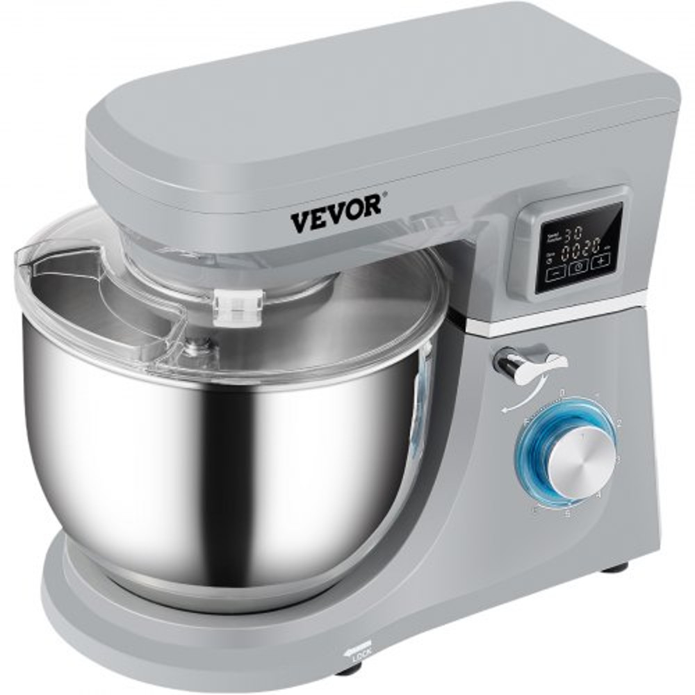 Electric Dough Mixer with Speeds & LCD Timer, Tilt-Head Food Mixer, Qt Stainless Steel Bowl, Dough Hook, Flat Beater