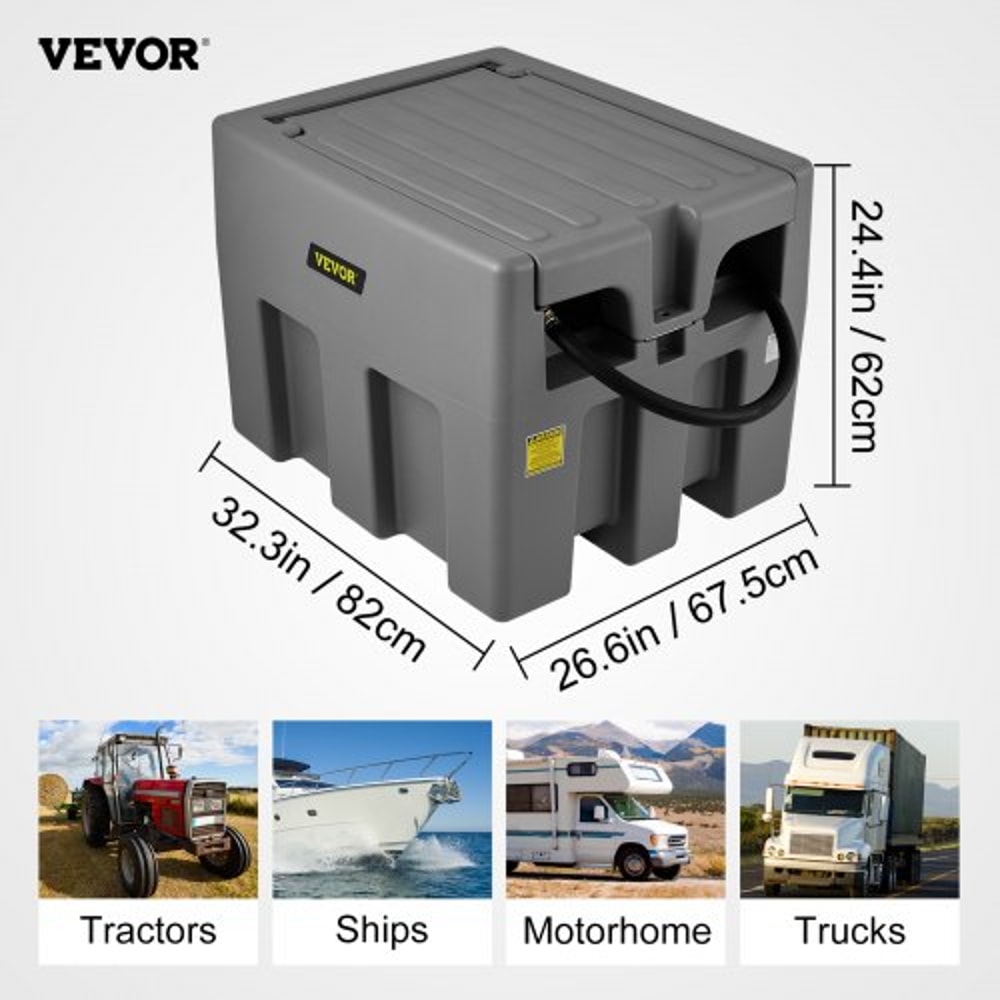 Portable Diesel Tank, GPM Flow Rate, Diesel Fuel Tank with Electric Transfer Pump, Rubber Hose, PE Diesel Transfer Tank