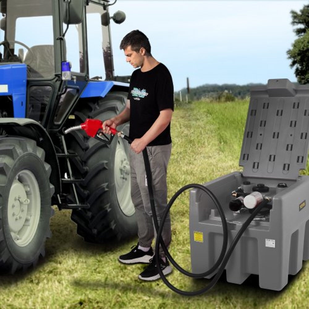 Portable Diesel Tank, GPM Flow Rate, Diesel Fuel Tank with Electric Transfer Pump, Rubber Hose, PE Diesel Transfer Tank