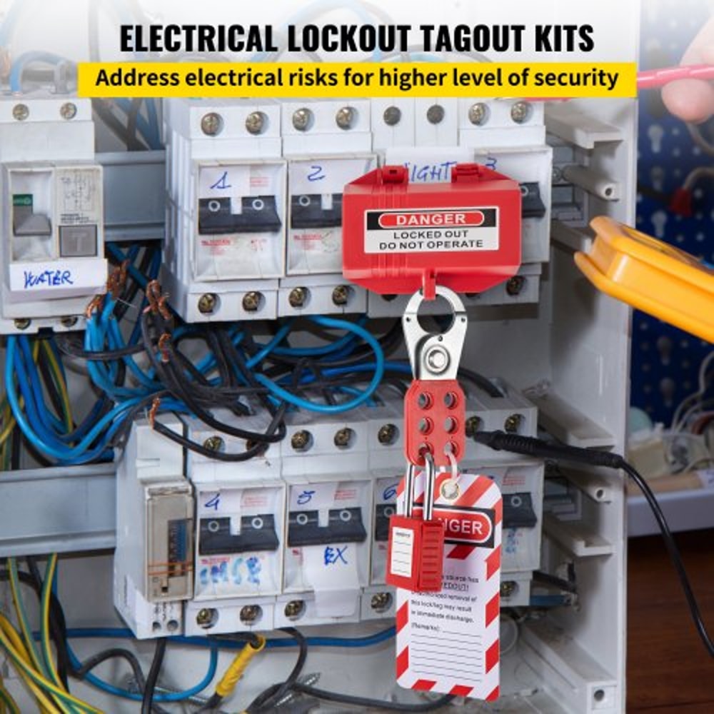 Lockout Tagout Kits, Complete Electrical Safety Loto Kit with Padlocks, Hasps, Tags & Multiple Lockouts