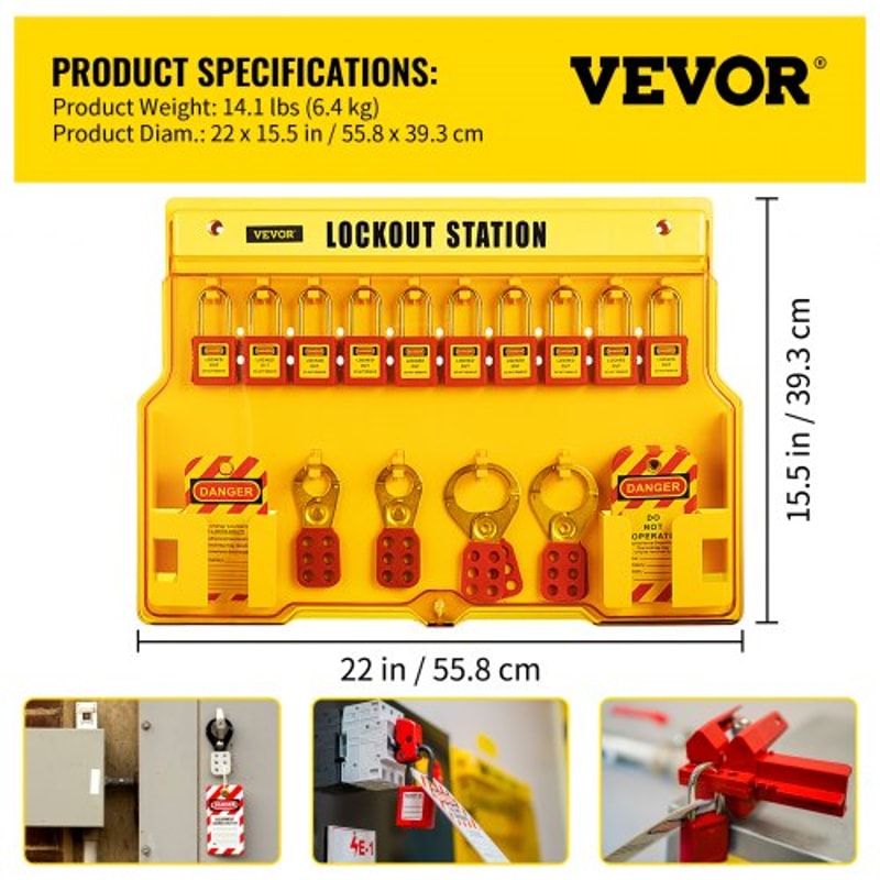 Lockout Tagout Safety Tools, Electrical Loto Kit with Padlocks, Lockout Station, Hasps & Tags for Industrial & Machinery