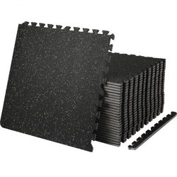eva foam & rubber top interlocking gym floor mats thick, waterproof workout puzzle flooring for home, garage, basement