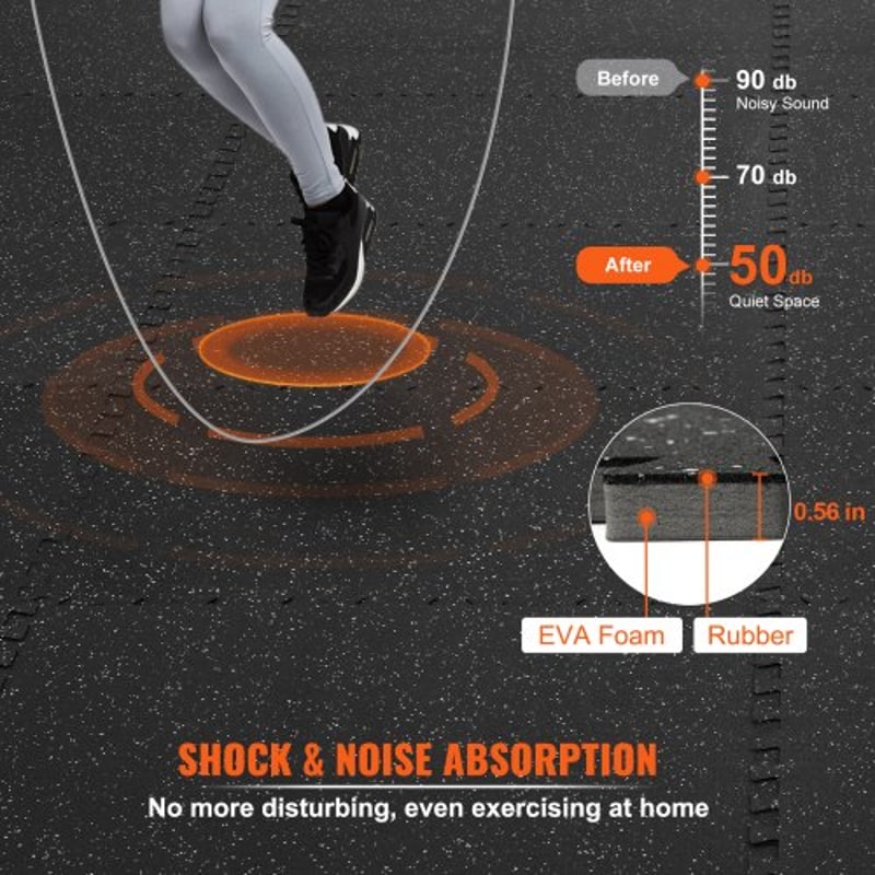 EVA Foam & Rubber Top Interlocking Gym Floor Mats Thick, Waterproof Workout Puzzle Flooring for Home, Garage, Basement