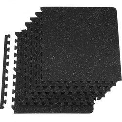 interlocking gym floor mats thick, eva foam & rubber top, waterproof puzzle exercise flooring for gym, home, garage