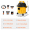 Portable Wet Dry Vac Gallon Peak HP, Shop Vacuum & Blower with Attachments for Car, Floor, Upholstery & Gap Cleaning