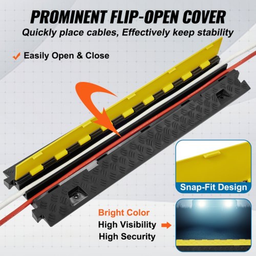 Heavy-Duty Channel Cable Protector Ramp Load TPU Wire Cable Cover Ramp, Durable Cord & Hose Management