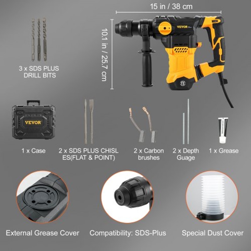 Rotary Hammer Drill Corded Drills, SDS-Plus Modes Chipping Hammers, Professional Heavy-Duty Electric Drill
