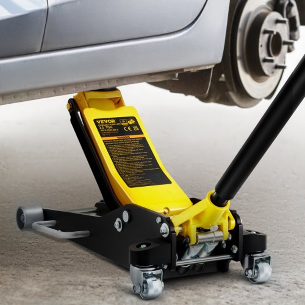 Low Profile Aluminum & Steel Racing Floor Jack, Dual Pistons Quick Lift Pump, Lifting Range