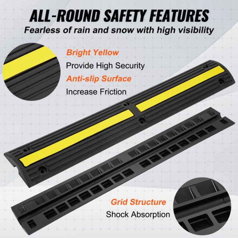 Cable Protector Ramp Channel Rubber Speed Bumps High Lbs Axle Capacity Floor Cord Cable Protector 2