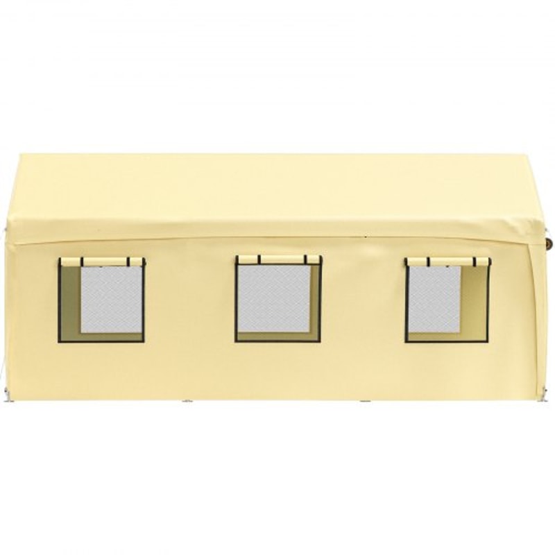 Heavy Duty Car Canopy With Legs Sidewalls Windows Yellow Adjustable Peak Height Car Garage Tent For 8