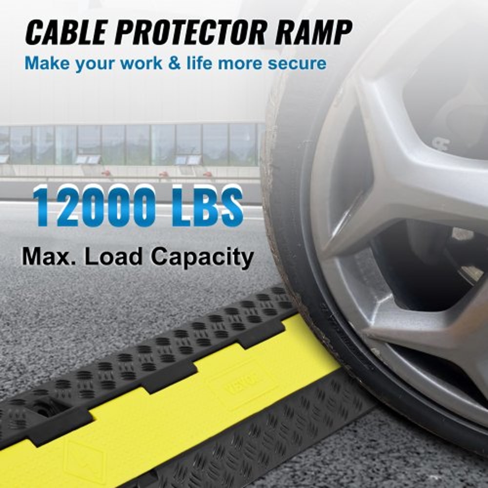 Durable Rubber Cable Ramp Dual Channel Design High Lbs Load Capacity Hose And Wire Protection With 1
