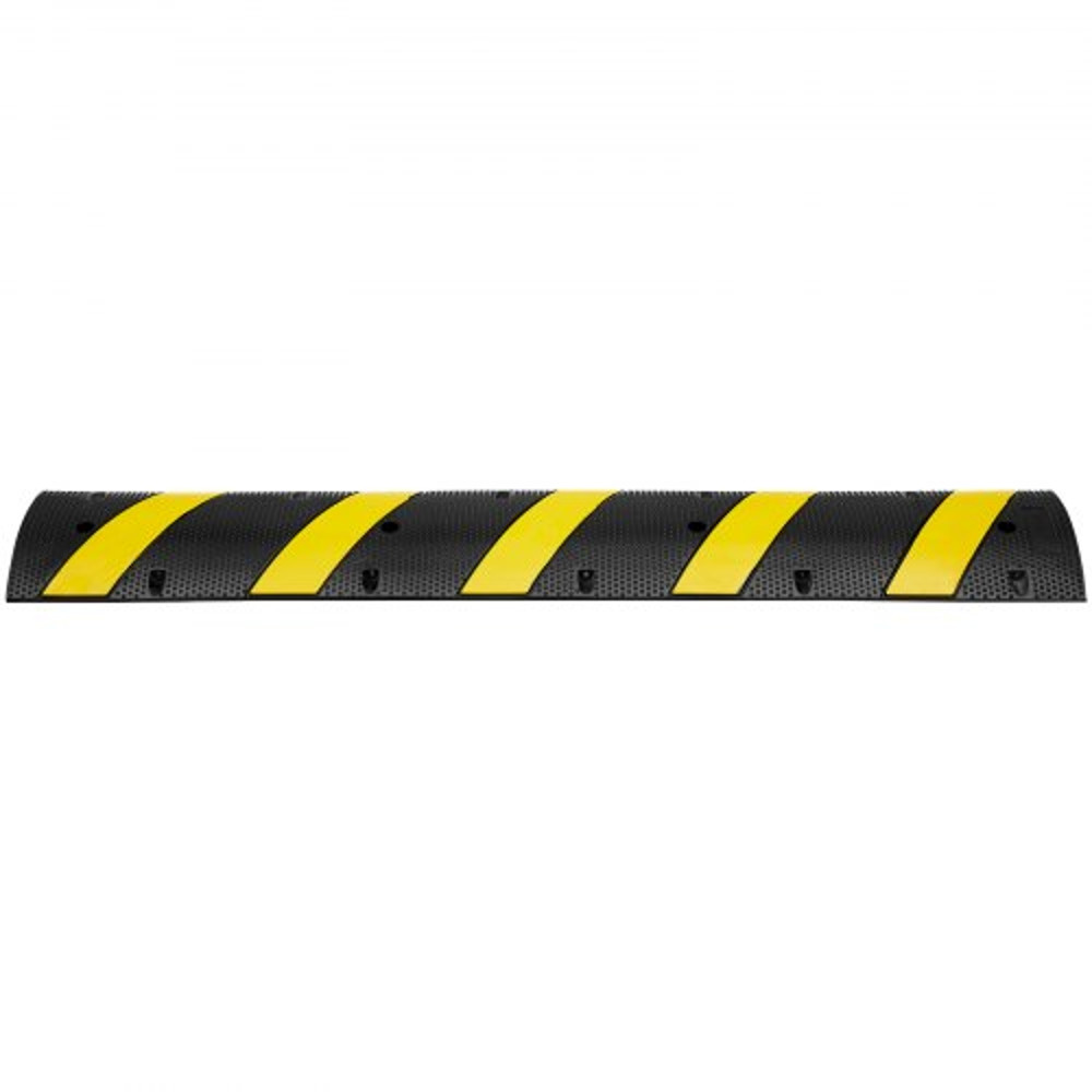 Heavy Duty Rubber Speed Hump High Lbs Capacity With Reflective Yellow Strip Channel For Asphalt Con 8