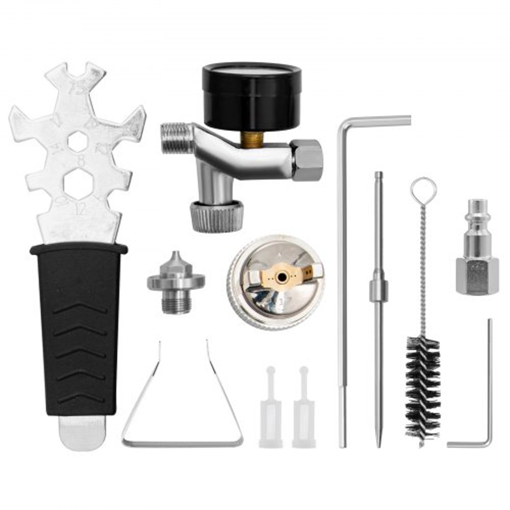 Professional HVLP Air Spray Gun Kit Gravity Feed Sprayer Aluminum Cup With Air Regulator Touch Up P 7