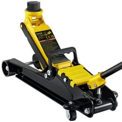 heavy-duty steel racing floor jack, low profile, single piston lift pump, floor jack high lifting range