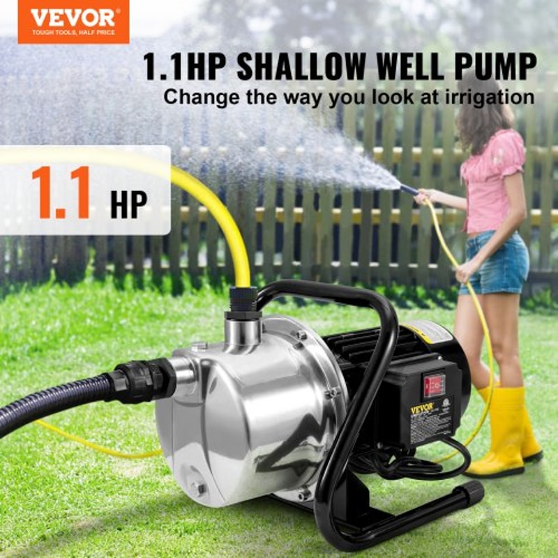 Portable Stainless Steel Garden Jet Pump Shallow Well Pump GPH Height Max Pressure Sprinkle Booster 2