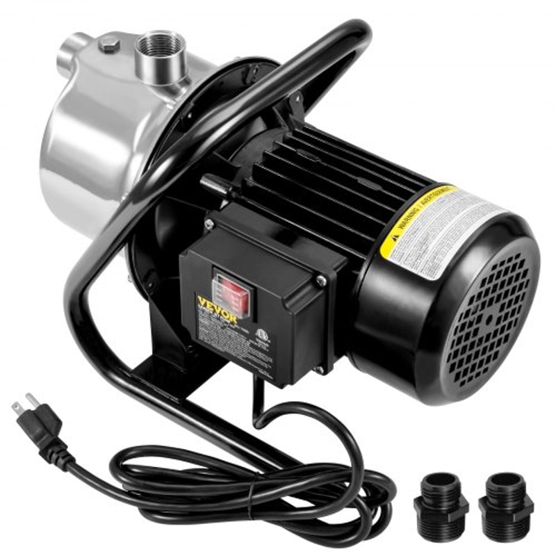 Portable Stainless Steel Garden Jet Pump Shallow Well Pump GPH Height Max Pressure Sprinkle Booster 9