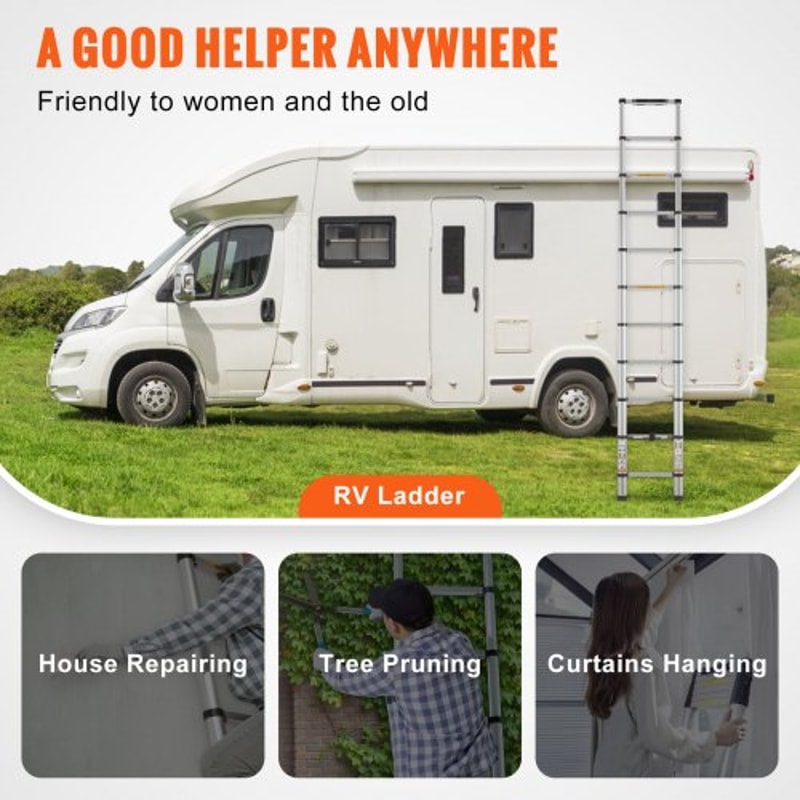 Portable Telescoping Ladder Multipurpose Aluminum Extension Ladder Nonslip Feet High LBS Capacity 5