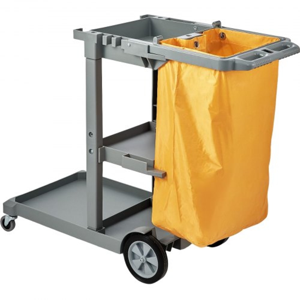 Plastic Housekeeping Cart Shelf Commercial Janitorial Cart With PVC Bag High Lbs Capacity 8