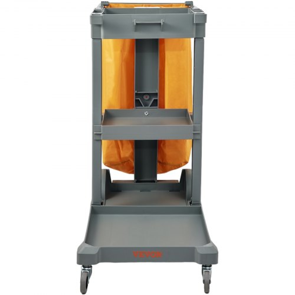 Plastic Housekeeping Cart Shelf Commercial Janitorial Cart With PVC Bag High Lbs Capacity 10