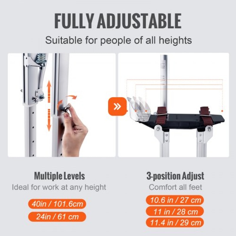 Adjustable Aluminum Tool Stilts For Drywall Painting Taping With Protective Knee Pads Silver Nonsli 6