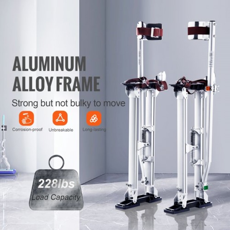 Adjustable Aluminum Tool Stilts For Drywall Painting Taping With Protective Knee Pads Silver Nonsli 2