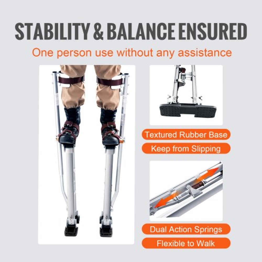 Adjustable Aluminum Tool Stilts For Drywall Painting Taping With Protective Knee Pads Silver Nonsli 3