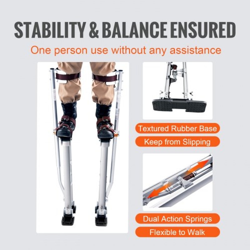 Adjustable Aluminum Tool Stilts For Drywall Painting Taping With Protective Knee Pads Silver Nonsli 3