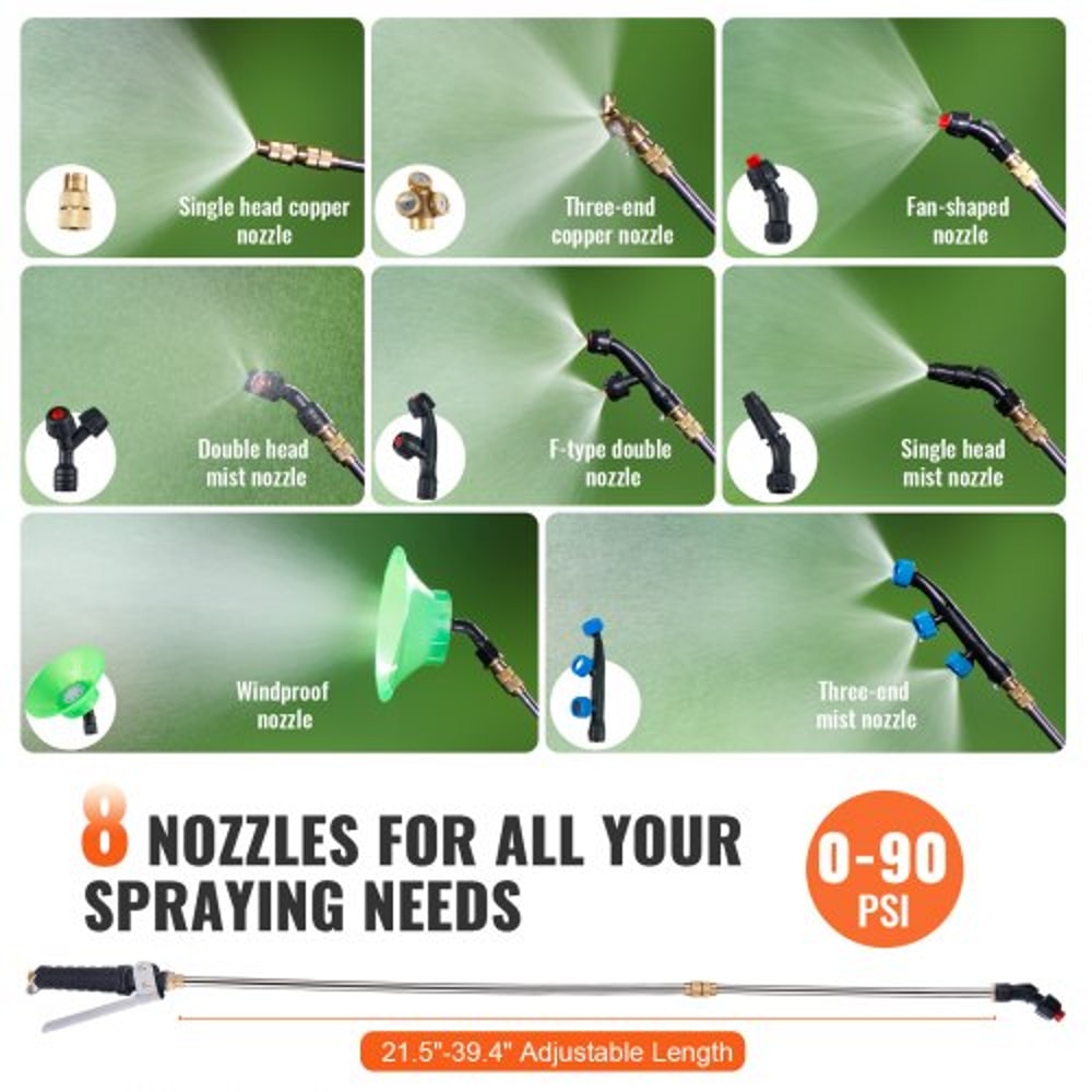 Battery Powered Backpack Sprayer PSI Adjustable Pressure Nozzles Battery 6