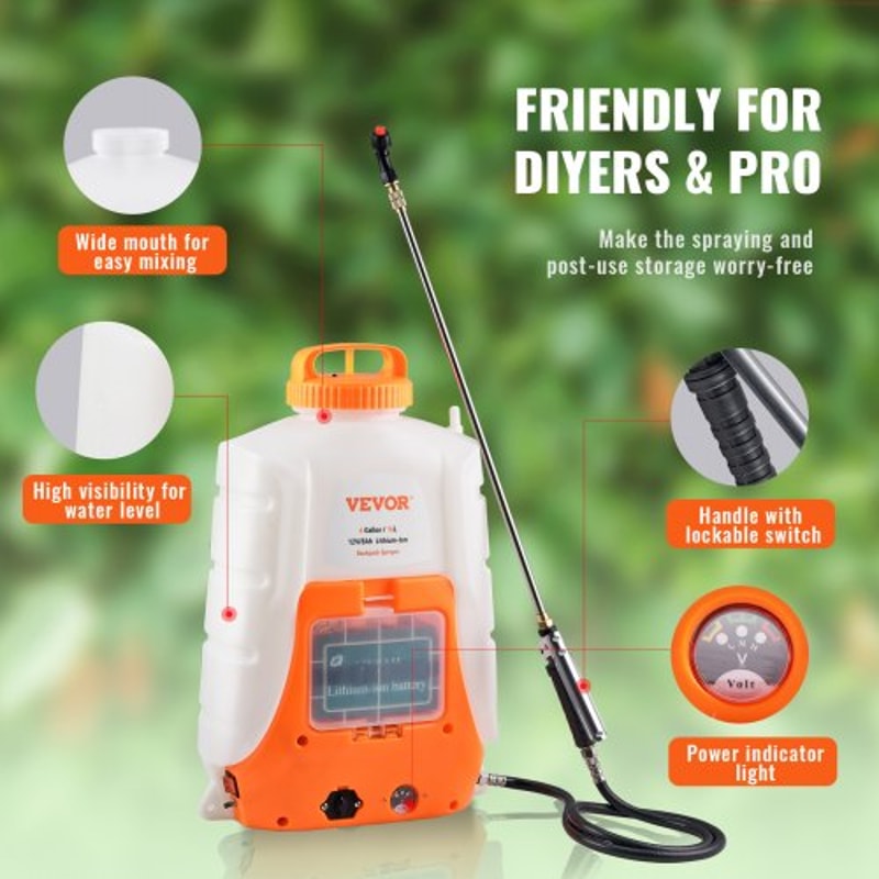 Battery Powered Backpack Sprayer PSI Adjustable Pressure Nozzles Battery 2