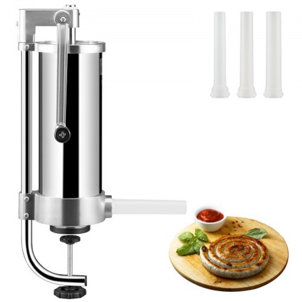 Sausage Stuffer With Stainless Steel Stuffing Tubes Suction Base Manual Crank For Household Or Comm 0