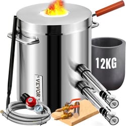 stainless steel smelting furnace kit, capacity foundry with double burners for gold copper silver casting, blacksmithing