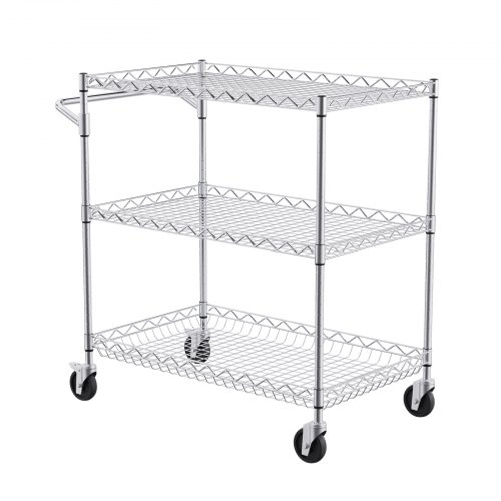 Metal Service Cart On Wheels Kitchen Utility Cart With High Capacity Wire Rolling Cart Adjustable S 8