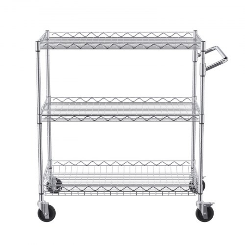 Metal Service Cart On Wheels Kitchen Utility Cart With High Capacity Wire Rolling Cart Adjustable S 6