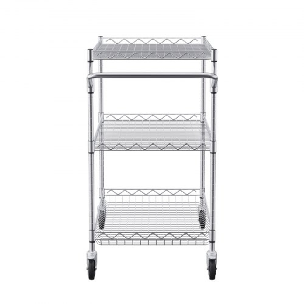 Metal Service Cart On Wheels Kitchen Utility Cart With High Capacity Wire Rolling Cart Adjustable S 7