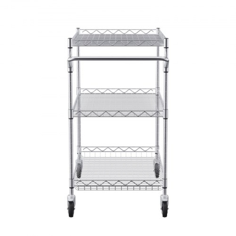 Metal Service Cart On Wheels Kitchen Utility Cart With High Capacity Wire Rolling Cart Adjustable S 7